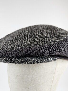 VTG Doogan Donegal Ireland Made Gatsby Newsboy Grey Herringbone Cap Touring Eire